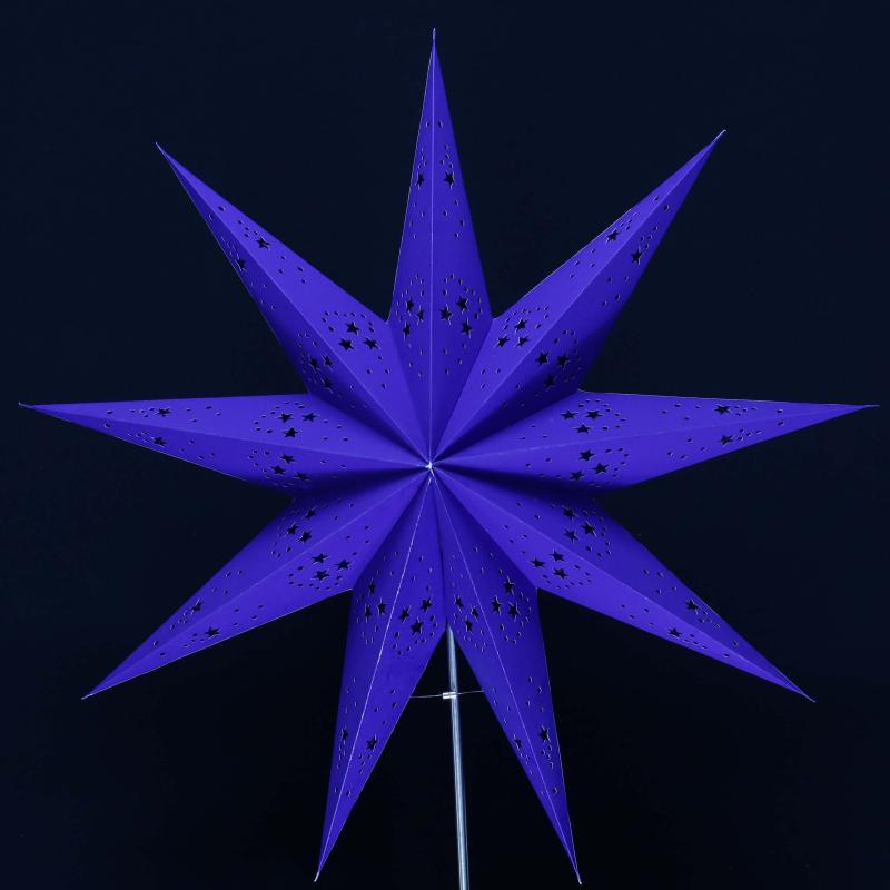 Mirissa Blau - Faltbarer Leuchtstern, Weihnachtsstern aus Papier mit 9 Zacken, 60 cm